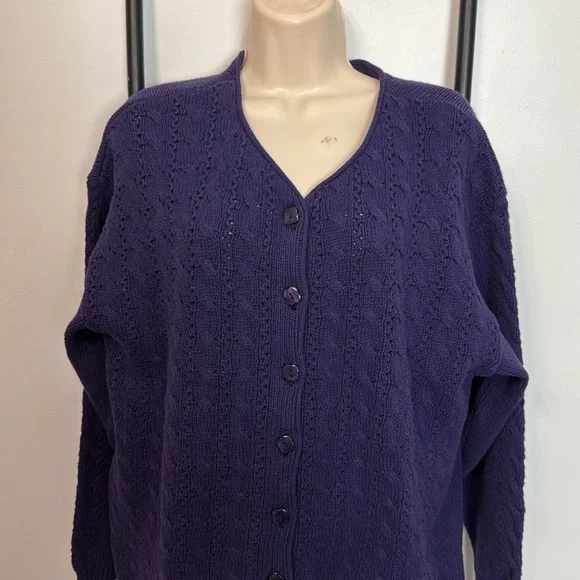 Vintage Northern Reflections S Oversized Purple Knit Cardigan - Picture 2 of 6